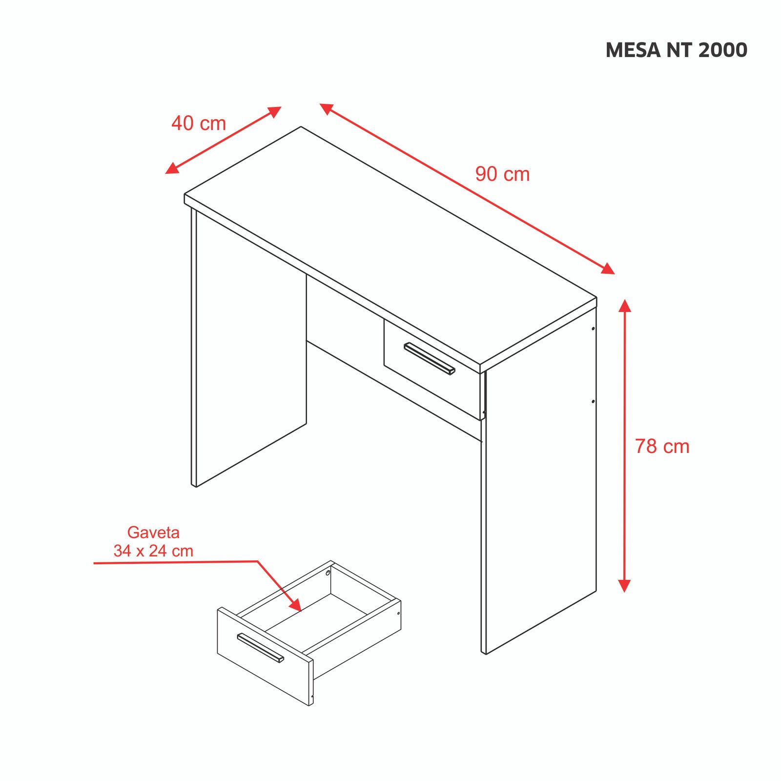 Mesa de Escritório Office nt 2000 PRETO Notável - Imagem 2