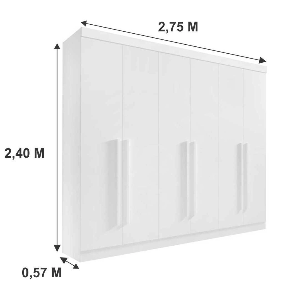Guarda Roupa Da Vinci Plus 6 Portas 6 Gravetas 100% Mdf D'doro CINAMOMO - Imagem 2