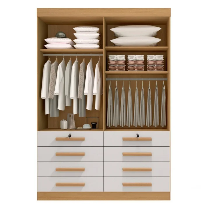 Guarda Roupa Mônaco 4 Portas 8 Gavetas Ddoro CINAMOMO/OFF - Imagem 2