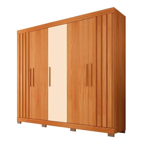 Guarda Roupa Casal Sophia 5 Portas 2 Gavetas Freijo
